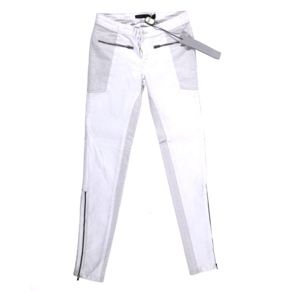Victoria Beckham White Shimmer Panel Jeans