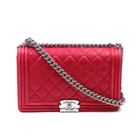 Chanel Red Perforated Boy Flap Bag - The Lux Portal