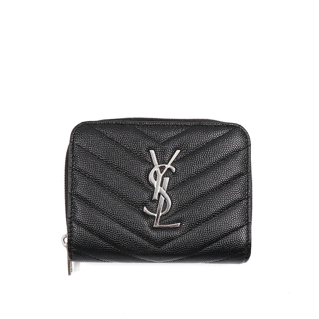 YSL Black with Gold Hardware Monogram Zip Around Wallet The Lux Portal