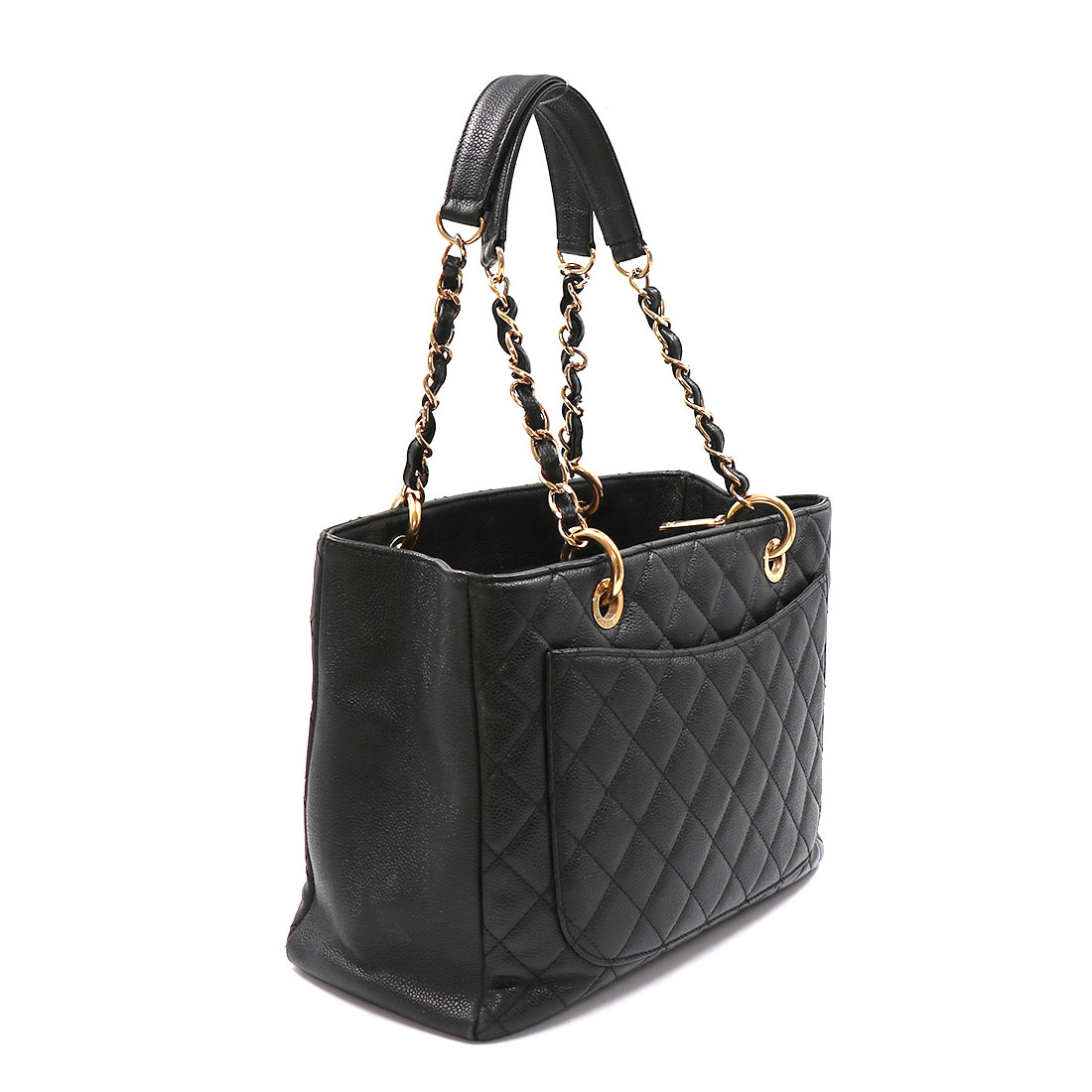 Chanel Black Quilted Caviar Leather Grand Shopping Tote Bag - The