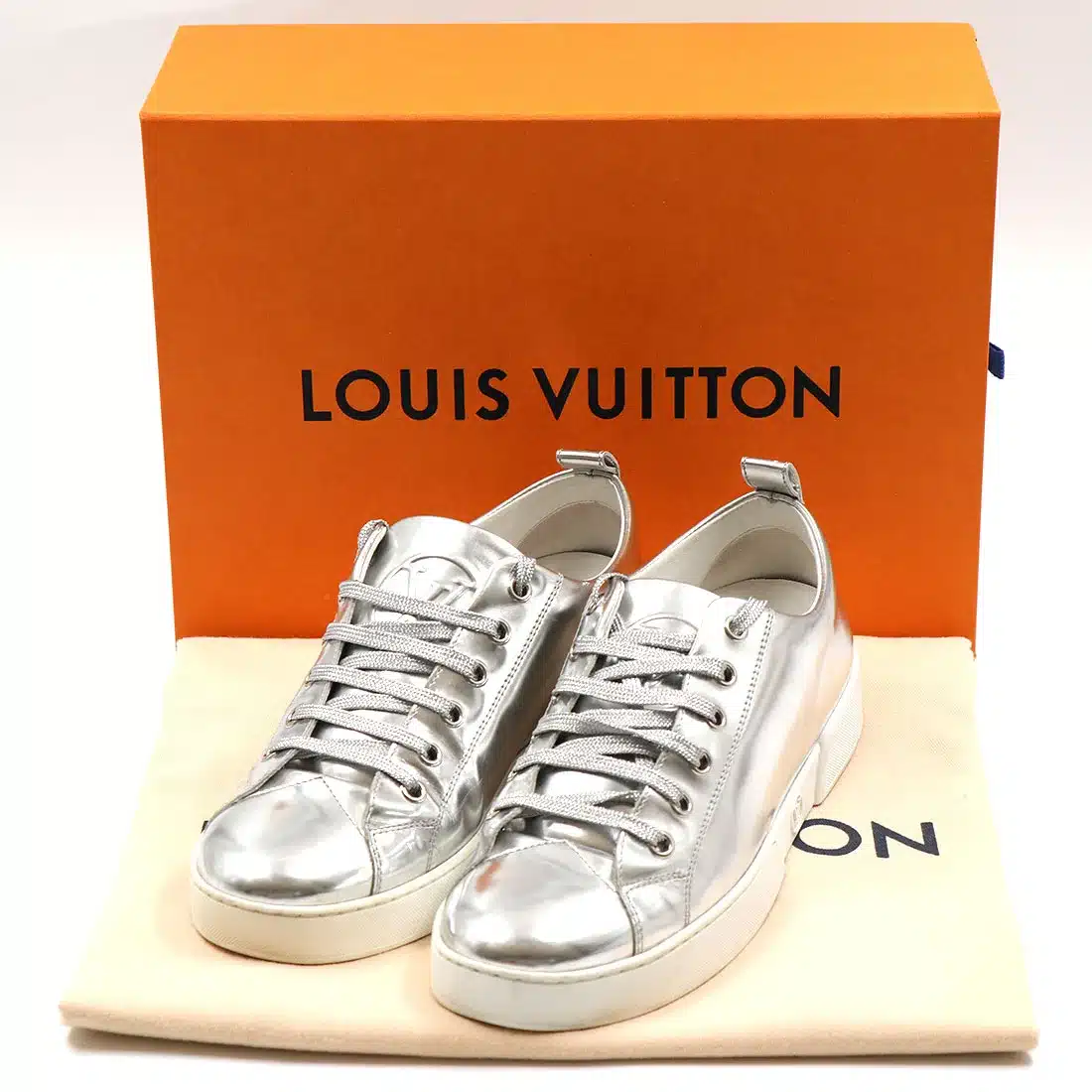 Louis Vuitton Silver Match Up Sneakers with Silver Laces (UK 3